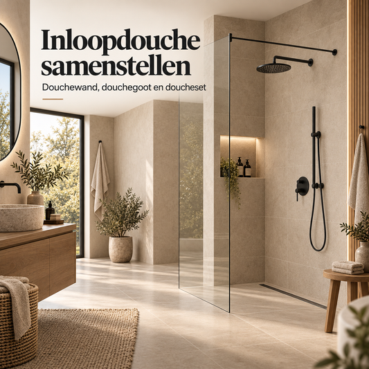 Inloopdouche samenstellen: douchewand, douchegoot en doucheset
