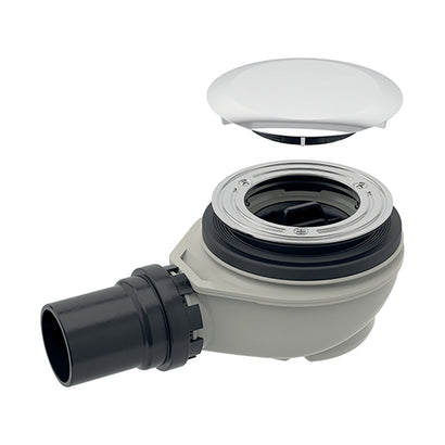 GEBERIT DOUCHEBAKSIFON - MET AFDEKPLAATJE - D90MM - AFVOER 50MM - CHROOM
