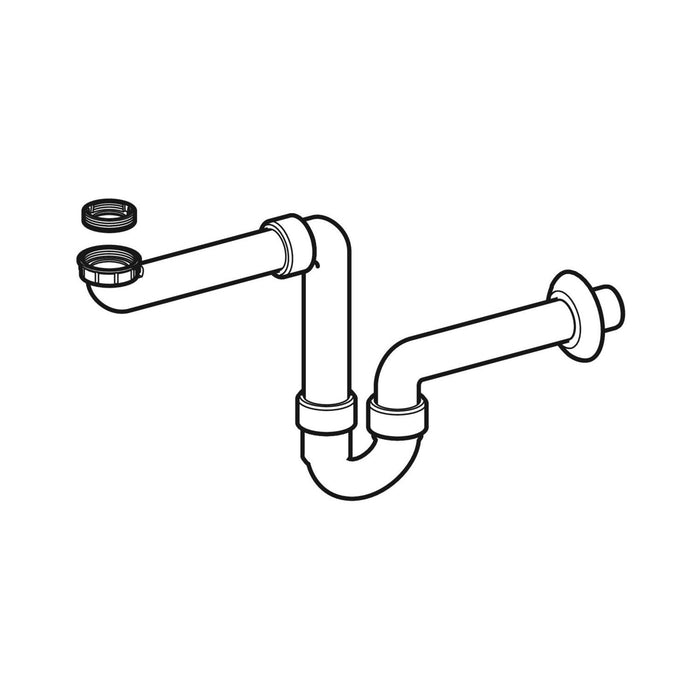 GEBERIT BUISSIFON - VOOR WASTAFEL - PLAATSBESPAREND - AFVOER HORIZONTAAL - 5/4"X 6/4" - D 40MM - KUNSTSTOF - WIT