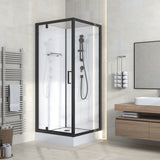 Complete douchecabine 80x80x215 cm met draaideur - mat zwart - productfoto