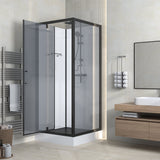 MARANI COMPLETE DOUCHECABINE MET DRAAIDEUR - OMKEERBAAR - 90X225X90 CM - MAT ZWART - GRIJS ROOKGLAS