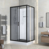 MARANI COMPLETE DOUCHECABINE MET SCHUIFDEUR - OMKEERBAAR - 120X225X90 CM - MAT ZWART- GRIJS ROOKGLAS
