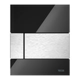 TECESQUARE URINOIRBEDIENINGSPLAAT VAN GLAS INCL. CARTOUCHE - GLAS GLANZEND ZWART - TOETS RVS LOOK