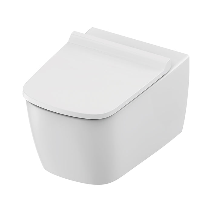 TECENEO HANGTOILET MET BIDET - MET BIDETKRAAN - KOUD WATER - MET SLIM DESIGN ZITTING - 54 CM - GLANZEND WIT