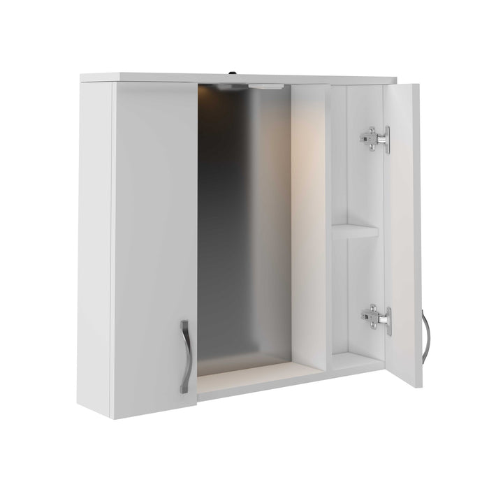 ALONI ALECO SPIEGELKAST- 2 DEUREN - MET VERLICHTING - MET STOPCONTACT - 77X70X17,5 CM - WIT