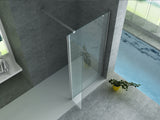 ALONI ZIJWAND MET VERBINDINGSPROFIEL VOOR INLOOPDOUCHE - DRAAIBAAR - 300 X 2000MM - CHROOM - HELDER GLAS