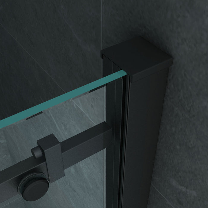 ALONI SCHUIFDEUR VOOR NIS - 1200 X 2000MM - MAT ZWART - HELDER GLAS