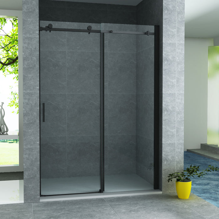 ALONI SCHUIFDEUR VOOR NIS - 1200 X 2000MM - MAT ZWART - HELDER GLAS