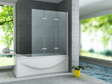 ALONI BADWAND - 3-DELIG - INKLAPBAAR - 1300 X 1400MM - CHROOM - HELDER GLAS