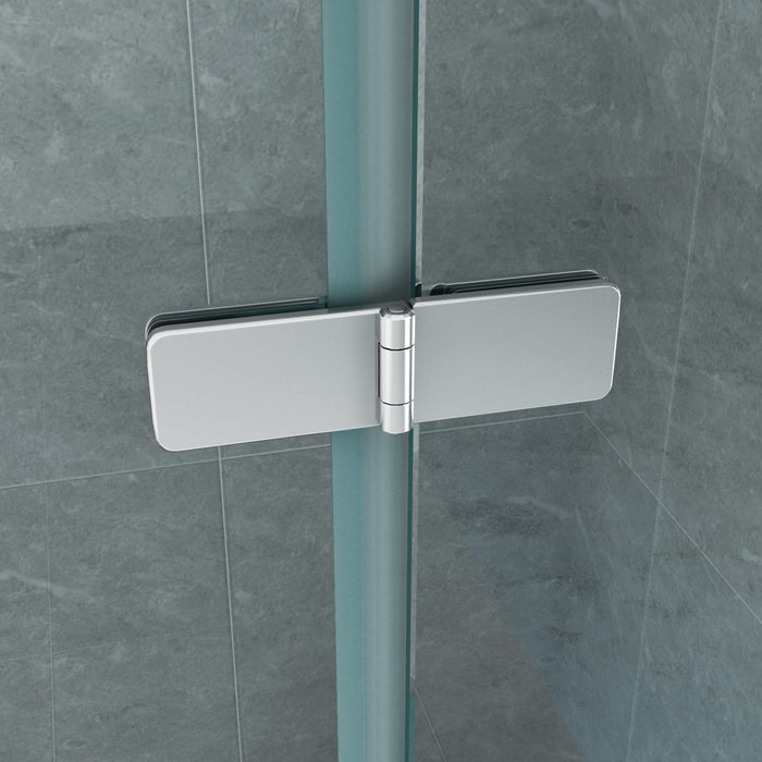 ALONI BADWAND - 3-DELIG - INKLAPBAAR - 1300 X 1400MM - CHROOM - HELDER GLAS