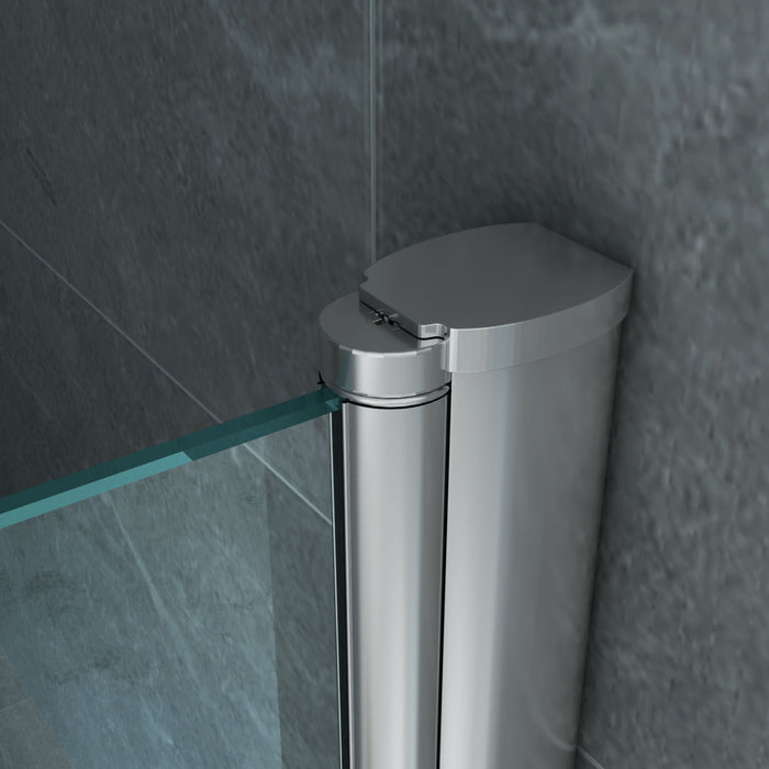 ALONI BADWAND - 3-DELIG - INKLAPBAAR - 1300 X 1400MM - CHROOM - HELDER GLAS