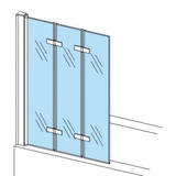 ALONI BADWAND - 3-DELIG - INKLAPBAAR - 1300 X 1400MM - CHROOM - HELDER GLAS