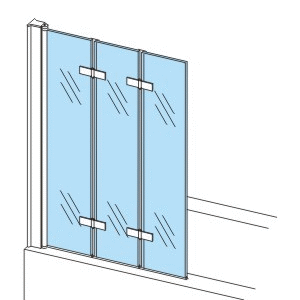 ALONI BADWAND - 3-DELIG - INKLAPBAAR - 1300 X 1400MM - CHROOM - HELDER GLAS