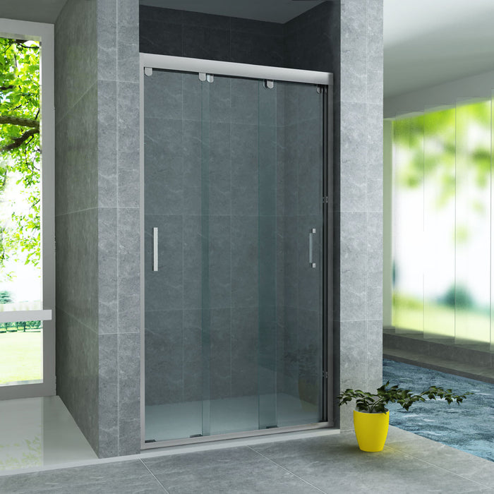 ALONI SCHUIFDEUR VOOR NIS - 3 DELIG - 900 X 2000MM - CHROOM - HELDER GLAS
