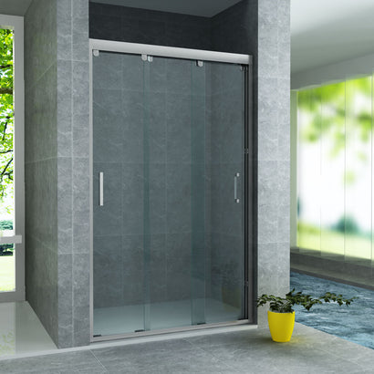 ALONI SCHUIFDEUR VOOR NIS - 3 DELIG - 1000 X 2000MM - CHROOM - HELDER GLAS
