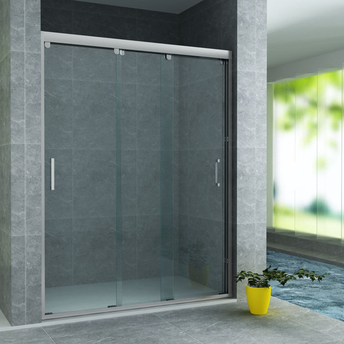 ALONI SCHUIFDEUR VOOR NIS - 3 DELIG - 1200 X 2000MM - CHROOM - HELDER GLAS