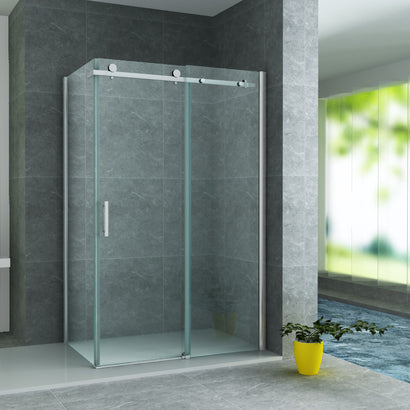ALONI DOUCHECABINE - SCHUIFDEUR EN ZIJWAND - 800 X 1200 X 1950MM - CHROOM - HELDER GLAS