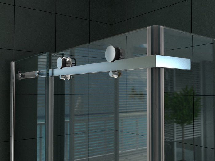 ALONI DOUCHECABINE - SCHUIFDEUR EN ZIJWAND - 900 X 1600 X1950 MM - CHROOM - HELDER GLAS