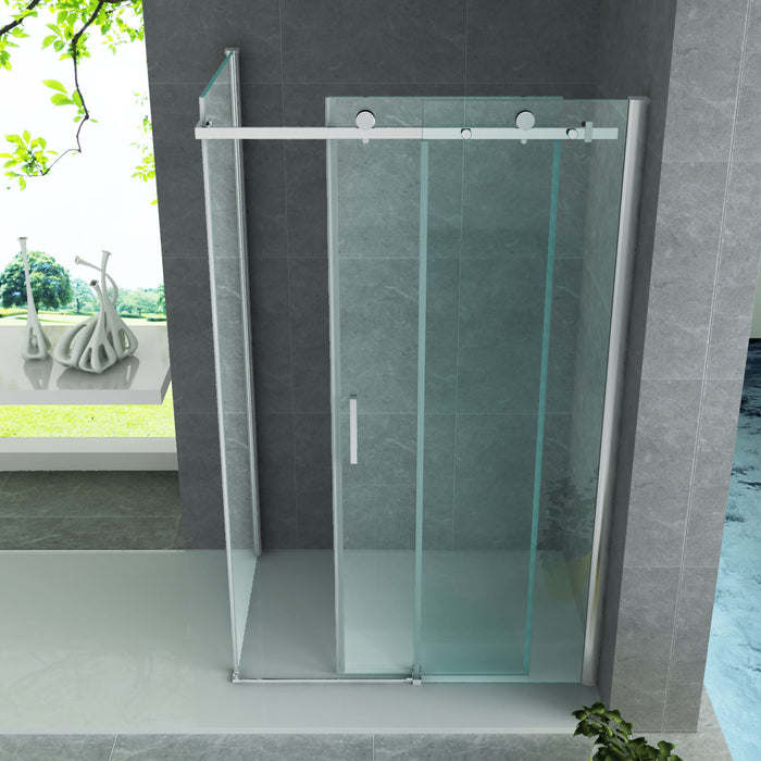 ALONI DOUCHECABINE - SCHUIFDEUR EN ZIJWAND - 900 X 1600 X1950 MM - CHROOM - HELDER GLAS