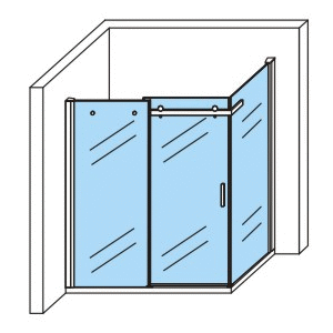 ALONI DOUCHECABINE - SCHUIFDEUR EN ZIJWAND - 900 X 1600 X1950 MM - CHROOM - HELDER GLAS