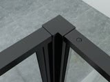 ALONI DOUCHECABINE - DRAAIDEUR EN ZIJWAND - 900 X 1400 X2000 MM - MAT ZWART - HELDER GLAS MET ZWART RASTER