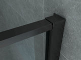ALONI DOUCHECABINE - DRAAIDEUR EN ZIJWAND - 900 X 1400 X2000 MM - MAT ZWART - HELDER GLAS MET ZWART RASTER