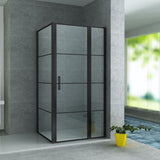 ALONI DOUCHECABINE - DRAAIDEUR, VAST WANDJE EN ZIJWAND - 900 X 1200 X 2000MM - MAT ZWART - HELDER GLAS