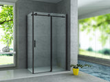 ALONI DOUCHECABINE - SCHUIFDEUR EN ZIJWAND - 900 X 1600 X 1950 MM - MAT ZWART - HELDER GLAS