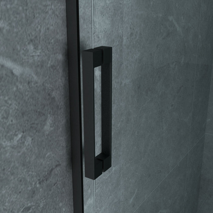 ALONI DOUCHECABINE - SCHUIFDEUR EN ZIJWAND - 900 X 1600 X 1950 MM - MAT ZWART - HELDER GLAS