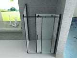 ALONI DOUCHECABINE - SCHUIFDEUR EN ZIJWAND - 900 X 1600 X 1950 MM - MAT ZWART - HELDER GLAS