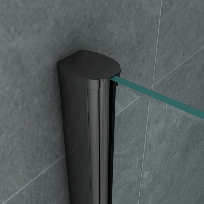 ALONI DOUCHECABINE - SCHUIFDEUR EN ZIJWAND - 900 X 1600 X 1950 MM - MAT ZWART - HELDER GLAS