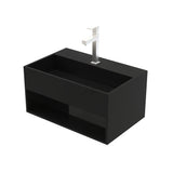 SOLID SURFACE WASTAFEL MET ONZICHTBARE AFVOER EN UITSPARING (50X32,4X25CM) - MAT WIT