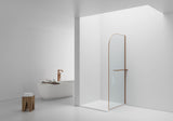 CURVY INLOOPDOUCHE MET HANDDOEKHOUDER - GEBOGEN - MET ANTI-KALKBEHANDELING - OMKEERBAAR - 8MM VEILIGHEIDSGLAS - 120X200CM - GEBORSTELD KOPER - GEBOGEN - HELDER GLAS
