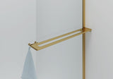 CURVY INLOOPDOUCHE MET HANDDOEKHOUDER - GEBOGEN - MET ANTI-KALKBEHANDELING - OMKEERBAAR - 8MM VEILIGHEIDSGLAS - 100X200CM - GEBORSTELD GOUD - HELDER GLAS