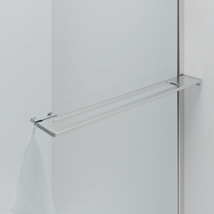 CURVY INLOOPDOUCHE MET HANDDOEKHOUDER - GEBOGEN - MET ANTI-KALKBEHANDELING - OMKEERBAAR - 8MM VEILIGHEIDSGLAS - 100X200CM - CHROOM - HELDER GLAS