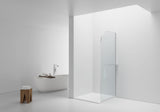 CURVY INLOOPDOUCHE MET HANDDOEKHOUDER - GEBOGEN - MET ANTI-KALKBEHANDELING - OMKEERBAAR - 8MM VEILIGHEIDSGLAS - 120X200CM - CHROOM - HELDER GLAS