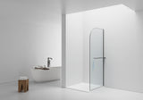 CURVY INLOOPDOUCHE MET HANDDOEKHOUDER - GEBOGEN - MET ANTI-KALKBEHANDELING - OMKEERBAAR - 8MM VEILIGHEIDSGLAS - 120X200CM - GUNMETAL - HELDER GLAS