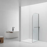 CURVY INLOOPDOUCHE MET HANDDOEKHOUDER - GEBOGEN - MET ANTI-KALKBEHANDELING - OMKEERBAAR - 8MM VEILIGHEIDSGLAS - 100X200CM - GUNMETAL - HELDER GLAS