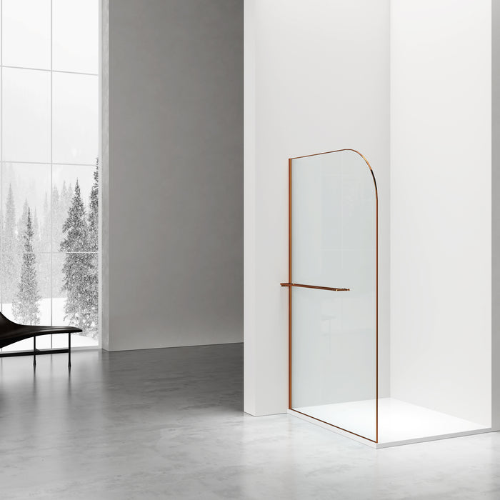 CURVY INLOOPDOUCHE MET HANDDOEKHOUDER - GEBOGEN - MET ANTI-KALKBEHANDELING - OMKEERBAAR - 8MM VEILIGHEIDSGLAS - 120X200CM - GUNMETAL - HELDER GLAS