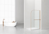 CURVY INLOOPDOUCHE MET HANDDOEKHOUDER - GEBOGEN - MET ANTI-KALKBEHANDELING - OMKEERBAAR - 8MM VEILIGHEIDSGLAS - 120X200CM - GEBORSTELD KOPER - GEBOGEN - HELDER GLAS