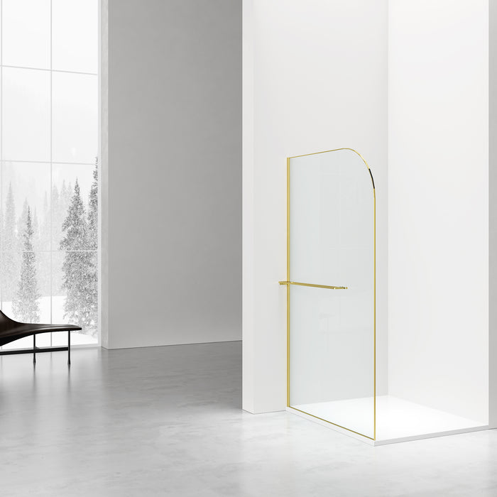 CURVY INLOOPDOUCHE MET HANDDOEKHOUDER - GEBOGEN - MET ANTI-KALKBEHANDELING - OMKEERBAAR - 8MM VEILIGHEIDSGLAS - 120X200CM - GUNMETAL - HELDER GLAS