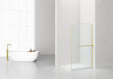 CURVY INLOOPDOUCHE MET HANDDOEKHOUDER - GEBOGEN - MET ANTI-KALKBEHANDELING - OMKEERBAAR - 8MM VEILIGHEIDSGLAS - 120X200CM - GEBORSTELD GOUD - HELDER GLAS