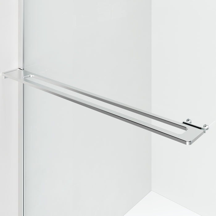 CURVY INLOOPDOUCHE MET HANDDOEKHOUDER - GEBOGEN - MET ANTI-KALKBEHANDELING - OMKEERBAAR - 8MM VEILIGHEIDSGLAS - 120X200CM - CHROOM - HELDER GLAS