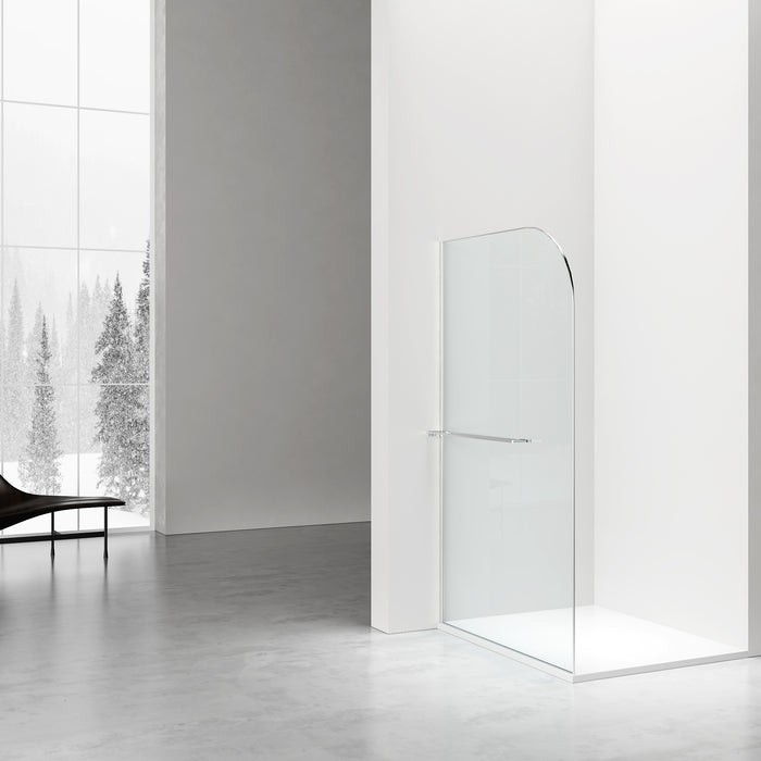CURVY INLOOPDOUCHE MET HANDDOEKHOUDER - GEBOGEN - MET ANTI-KALKBEHANDELING - OMKEERBAAR - 8MM VEILIGHEIDSGLAS - 120X200CM - GUNMETAL - HELDER GLAS