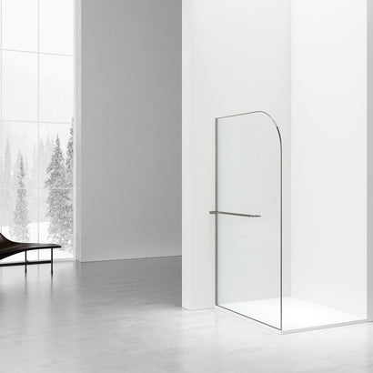 CURVY INLOOPDOUCHE MET HANDDOEKHOUDER - GEBOGEN - MET ANTI-KALKBEHANDELING - OMKEERBAAR - 8MM VEILIGHEIDSGLAS - 120X200CM - GUNMETAL - HELDER GLAS