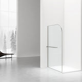 CURVY INLOOPDOUCHE MET HANDDOEKHOUDER - GEBOGEN - MET ANTI-KALKBEHANDELING - OMKEERBAAR - 8MM VEILIGHEIDSGLAS - 120X200CM - GUNMETAL - HELDER GLAS