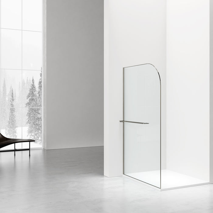 CURVY INLOOPDOUCHE MET HANDDOEKHOUDER - GEBOGEN - MET ANTI-KALKBEHANDELING - OMKEERBAAR - 8MM VEILIGHEIDSGLAS - 120X200CM - GUNMETAL - HELDER GLAS