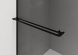 CURVY INLOOPDOUCHE MET HANDDOEKHOUDER - GEBOGEN - MET ANTI-KALKBEHANDELING - OMKEERBAAR - 8MM VEILIGHEIDSGLAS - 120X200CM - MAT ZWART - GRIJS ROOKGLAS