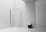 INSLIDE DOUCHECABINE - NAAR BINNEN OPENENDE SCHUIFDEUR EN ZIJWAND - RUIMTEBESPAREND - OMKEERBAAR - 6MM VEILIGHEIDSGLAS - 90X90X200 CM - GEBORSTELD GOUD - HELDER GLAS