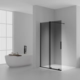 X-SLIDE INLOOPDOUCHE MET SCHUIFDEUR - SCHUIFDEUR VOOR NIS - MET ANTI-KALKBEHANDELING - OMKEERBAAR - 8MM VEILIGHEIDSGLAS - 120X200CM - MAT ZWART - GRIJS ROOKGLAS